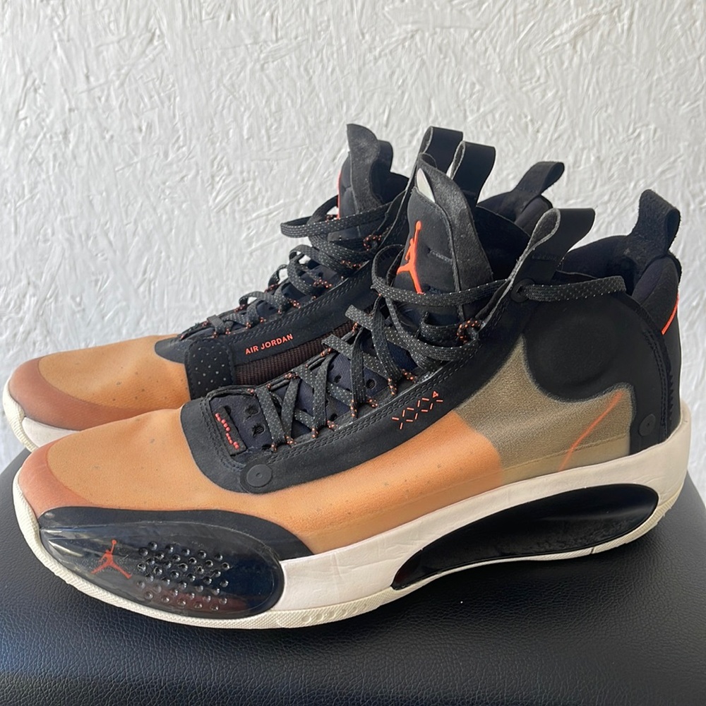 Nike Air Jordan Athletic Shoes - Black and Orange